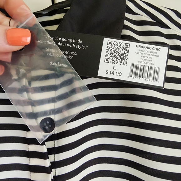 Daisy Fuentes Striped Button Down Tank Top Sz L - Picture 4 of 8